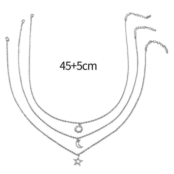 3 stk Hule Sol Måne Stjerne Halskjede Par Smykker Venner Elskere Gave