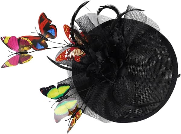 Sort sommerfugl fascinator til kvinder ABS og polyesternetmateriale