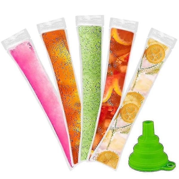 Disposable Popsicle Bags 120pcs Freezer Tubes, Ice Bags With Funnel And Ice Sleeves For , Ice , Fru