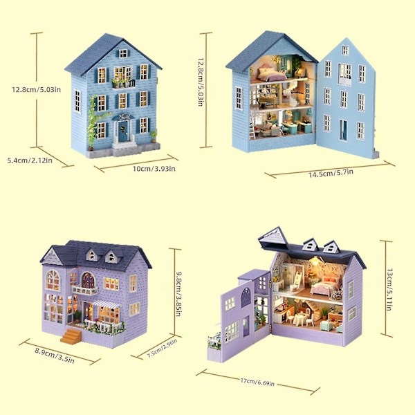 3D Miniatyrdockhus Present Hållbart Kreativt Monterade Leksaker