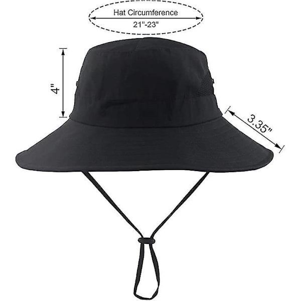 Sommerhatt for kvinner med bred brem, UV-beskyttelse for utendørs, strand, fiske, fotturer Black