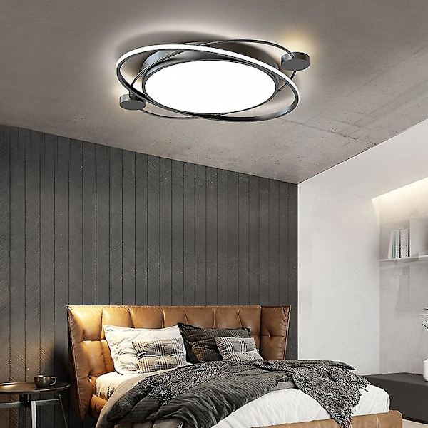 50 cm LED-kattovalaisin, pyöreä planeetta, musta ja valkoinen, geometrinen