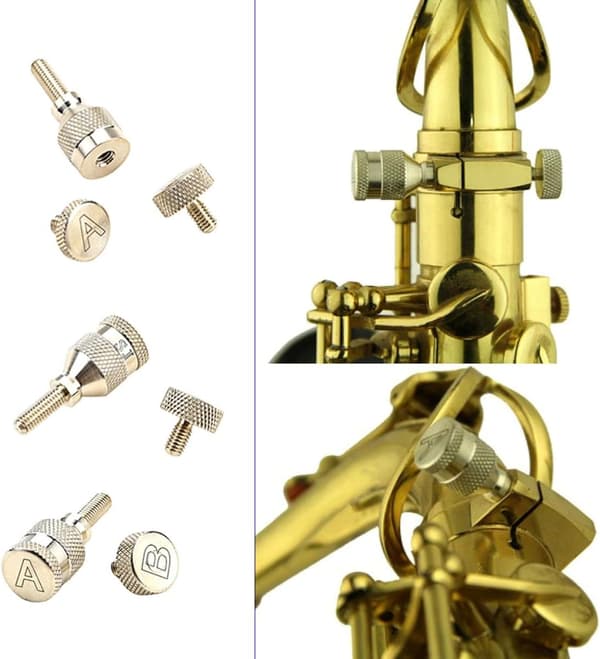 4 mm gjengediameter saksofonhalsskrue for tenor- og sopransaksofon, tilbehør til musikkinstrument i sølvstål