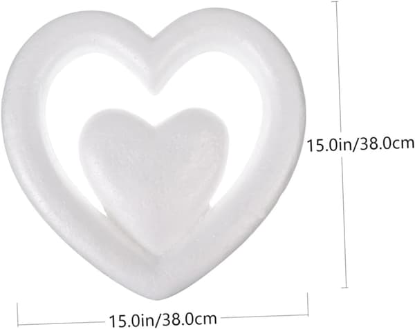 Hvit 38 cm hjerteanheng DIY håndverkspynt til bryllup Valentinsdag-dekor