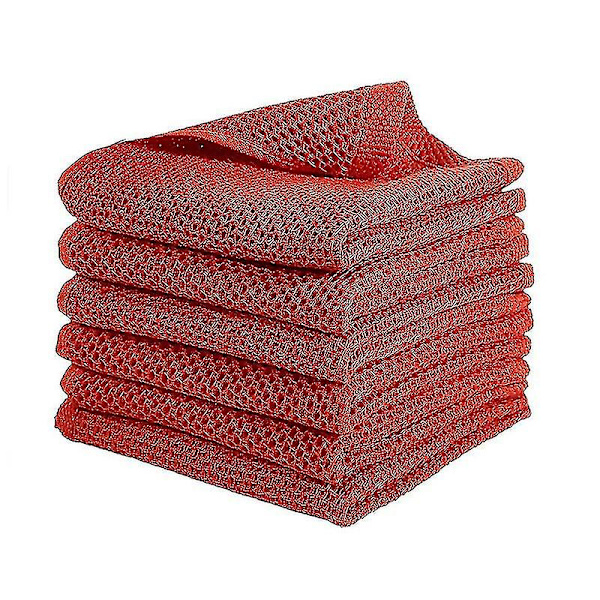6-pack 100% Bomulls Waffle-vävda Kökshanddukar, Ultra Mjuka Absorberande Snabbtorkande Diskhanddukar 1-yuhao