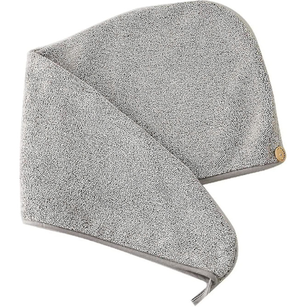 Hurtigtørrende Brusehat Bamboo Mikrofiber Hårhåndklæde Wrap Grå Stribet Hurtigtørrende Bruse Turban Hat