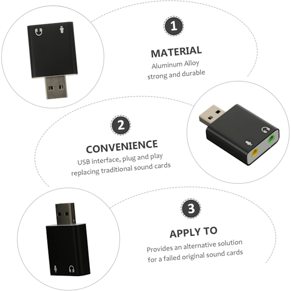Ulkoinen äänikortti 7.1 Stereo Audio Adapteri Mikrofoni Kuulokeliitäntä Ei Vaadi Ohjaimia