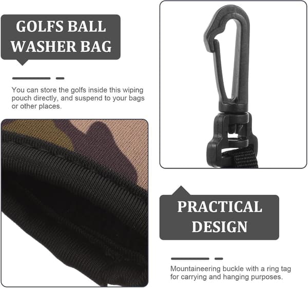 3st Bärbar Golfbollsrengöringspåse med fleecefoder, Flerfärgad Golftillbehörsväska