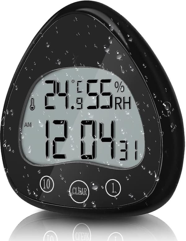 Digital duschtimer, vattentät badrumsväggklocka, köksnedräkning