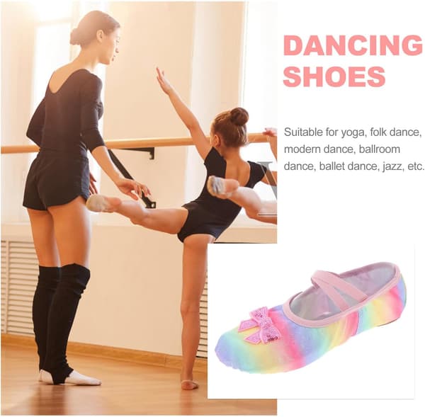 Balletsko Bløde Split Sål Danseøvelsessko Slip-On Iridescent Balletflade