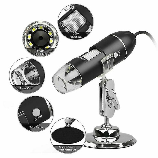 1600x 3-i-1 USB Digital Mikroskop Type-C 8 LED-kamera