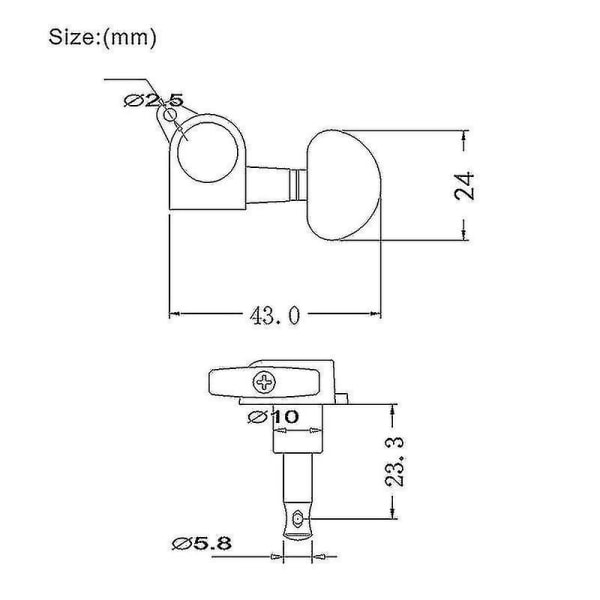 Guitar Låsestrengs Stemmeskruer Hovedknap (3l+3r)