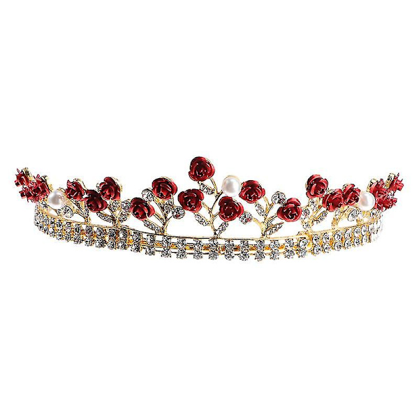 1 stk Brudkrone Håndlaget Rose Rhinestone Krone Smykker Hårtilbehør Til Bryllup