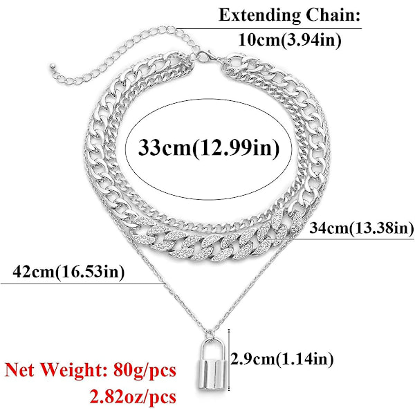 Rhinestone Curb Cuban Link Kjede Halskjede For Kvinner Unisex Kule Hip Hop Miami Cuban Diamantkuttet Kjede