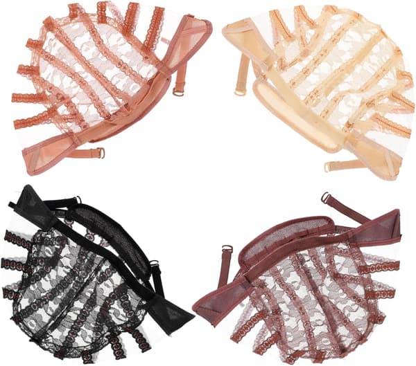 4st Spets Perukmössa Perukhattar Elastisk Hem Salong Mesh Hatt Frisörtillbehör