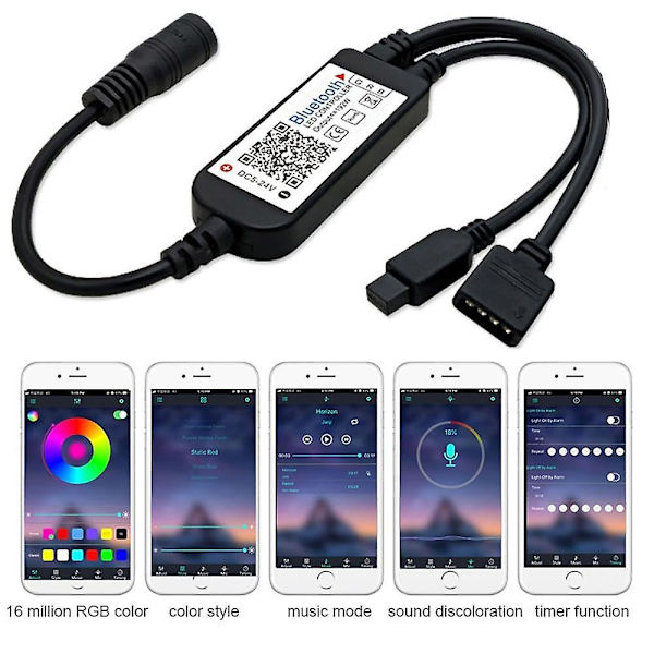 LED-Stripslys med Musiksynkronisering RGB 20m 600leds Bluetooth-styring