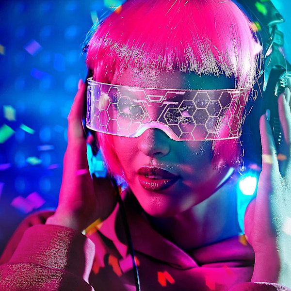 2 st Ljusa Glasögon Futuristiska Led Glasögon Led Solskyddsglasögon Ljusa Skyddsglasögon