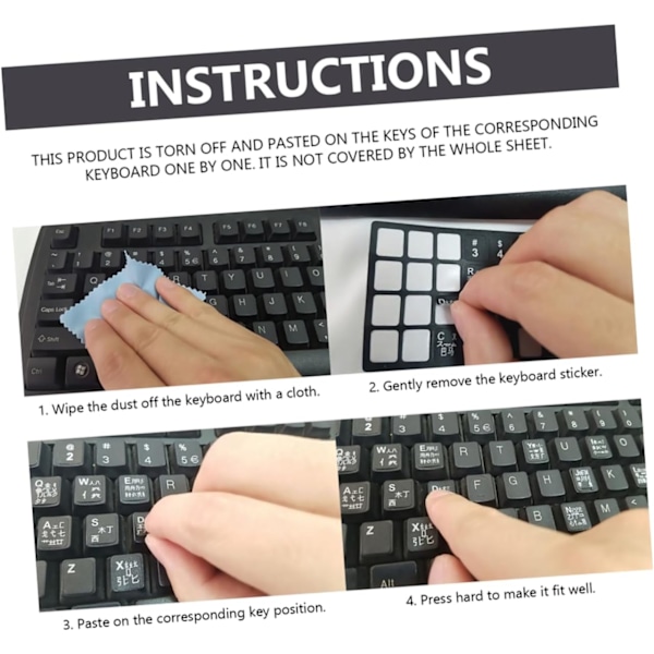 Tastatur Klistermærker Sæt Laptop Tastatur Bogstav Decals Fuld Dækning Langtidsholdbare Brugere
