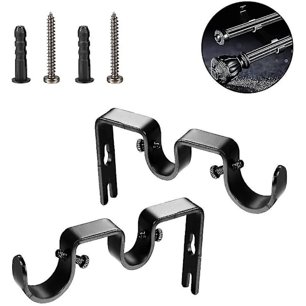3 stk. Sterke Gardinstangbraketter Dobbel Holder Kontor