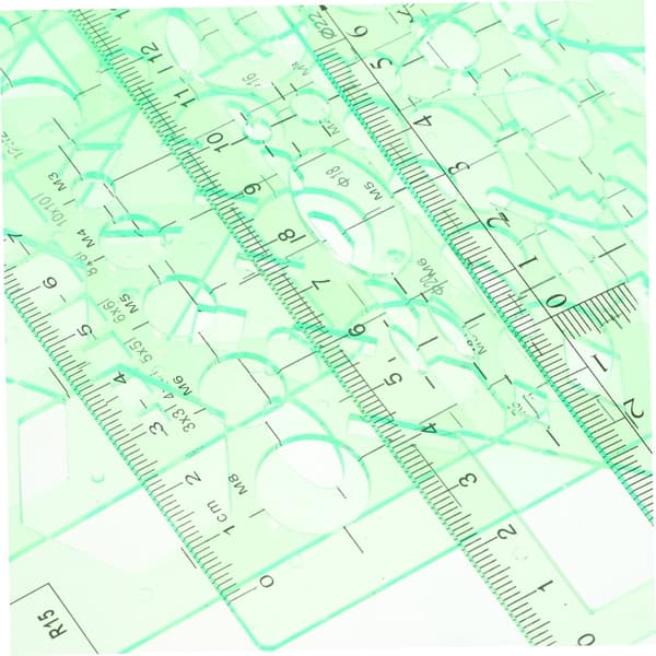 Geometriska schabloner Ritningsschabloner Set 6 delar Plast Cirkellinjal Mall