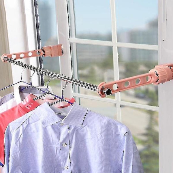 Sisävaatteiden kuivausteline 5-reikäinen ikkunakehys Matka-asuntohuoneen  vaatteiden kuivausteline vaaleanpunainen (2kpl) 19fc | Fyndiq