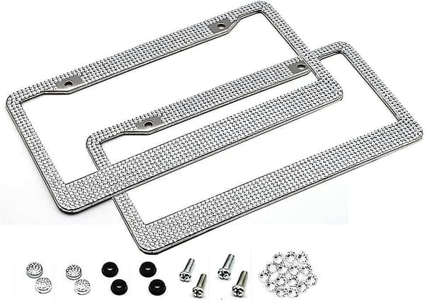 2 st Kristall Nummerplåtsramar, Bling Lyx Handgjorda Glitter Diamant Bilpresent