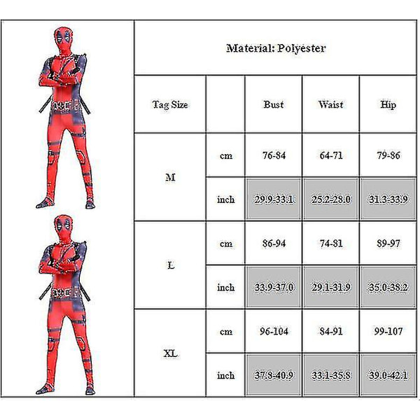 Kostym för Vuxen Jumpsuit Mask X-rygg Bälte Outfit Set M