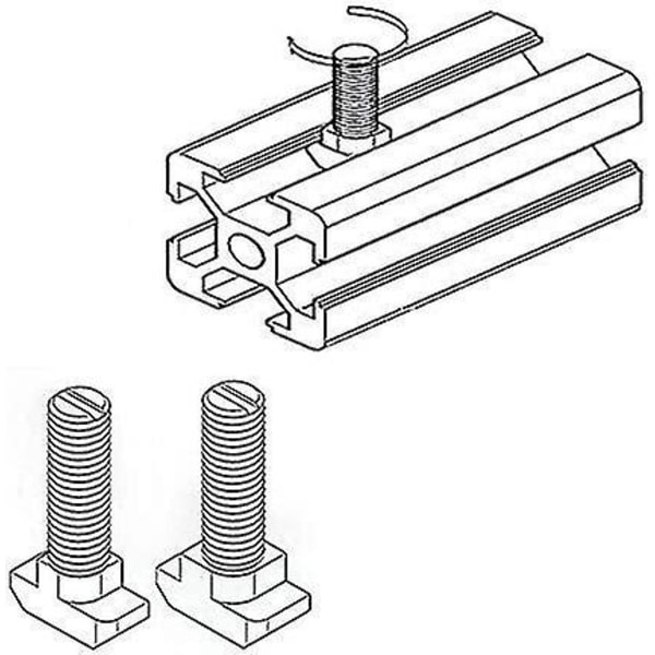 M6 X 20 mm T-slidsbolte med møtrikker