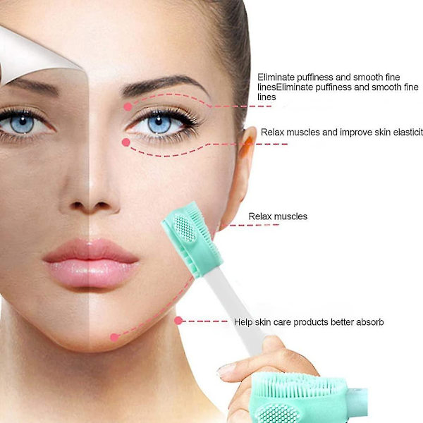 Ansigtsrensningsbørste Dobbeltsidet Silikon Kosmetisk Spatel Makeup Applikator Style4green Hvid 1stk