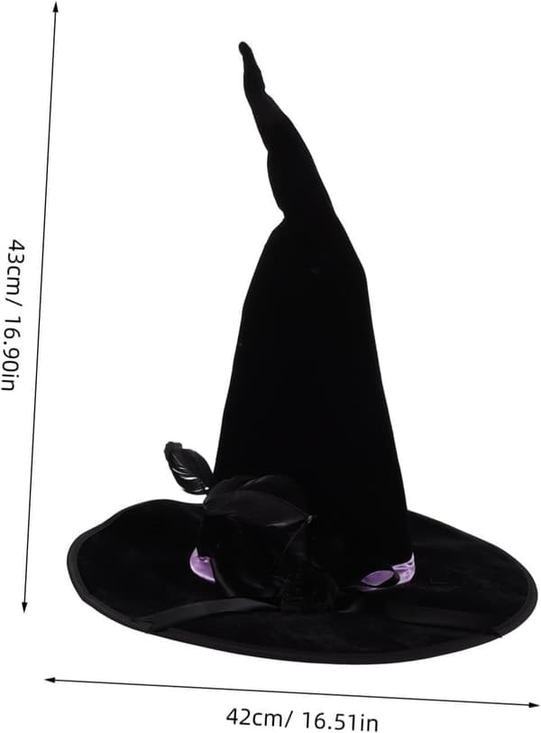 Halloweenhat til kvinder og mænd, sort troldmandskostume tilbehør