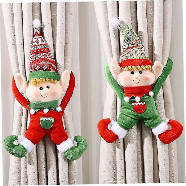 1 st Julklapp Röd Tomte Dock Gardin Spänne Hem Dekoration Hy-yuhao