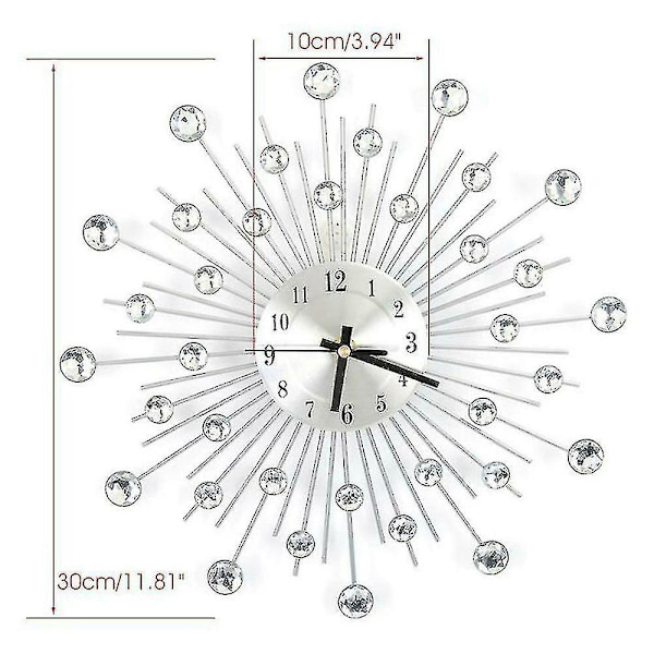 3D DIY Veggklokke Luksus Metall Stille Store Tall Stue Kunst Dekor