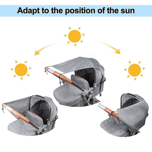 Solsejl til Barnevogn Justerbar Solbeskyttelse til Baby Bathgray1pcs