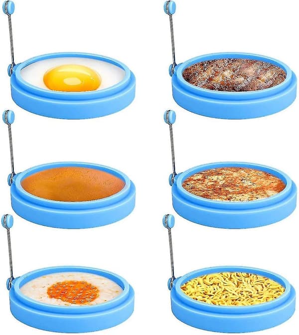 6 stk Silikon Egg Ringer, 4 Tommer Egg Ring Til Steking Av Egg, Egg Mcmuffin Ring, Ikke-Klebbende Stekt Egg Ringform