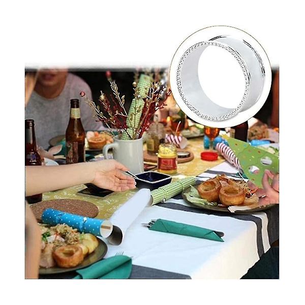 12 st Silver Drumformade Pärl-Sido Servett Ringar Delikat Servett Spännen