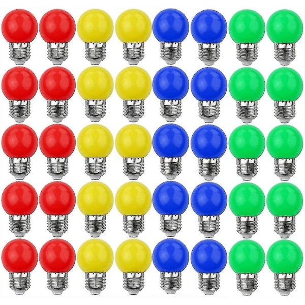 Fargede LED-pærer E27 3w=30w Dekorativt og Designlys 240 Lumens Ac220v-240v Dekorasjonslampe Blandede farger Rød Gul Blå Grønn - Pakke med 40 [energ