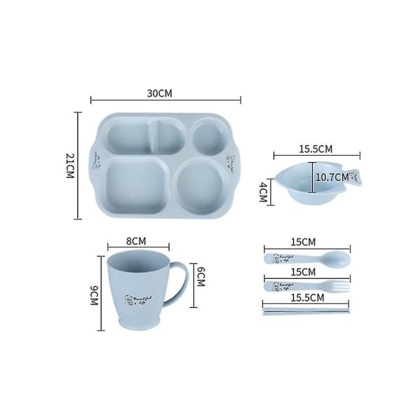 6-pack Set Barnens Baby Servis Cartoon Tallrikar Barnens Rätter