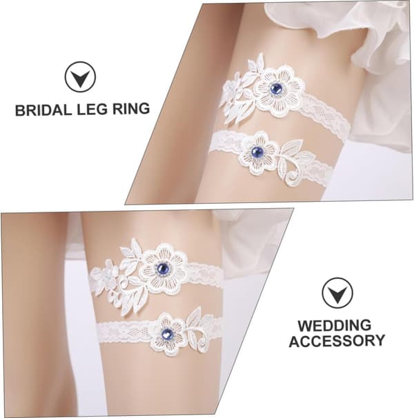 2 stk. blonde bryllupsstrømpebånd til brude elegante blomster brudebenringe tilbehør til særlige lejligheder