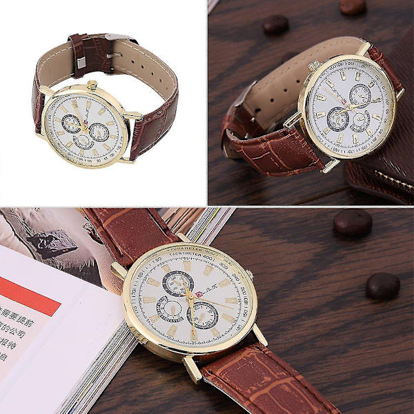 Herrar Mode Casual Romersk Klocka Läder Armbandsur