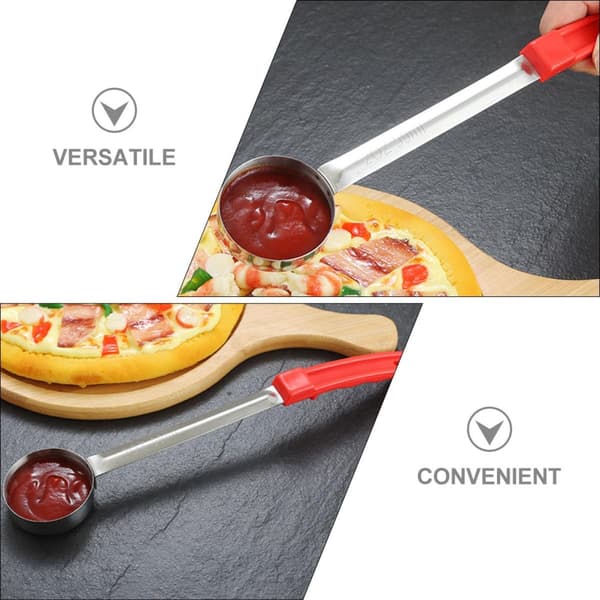 2 stk pizzasaus serveringsskje porsjonsøse flatbunnet skje i rustfritt stål