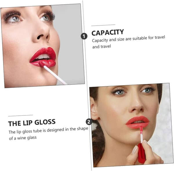 1 sett påfyllbare tomme lipgloss-tuber vinglassform plast DIY leppepomadebeholdere