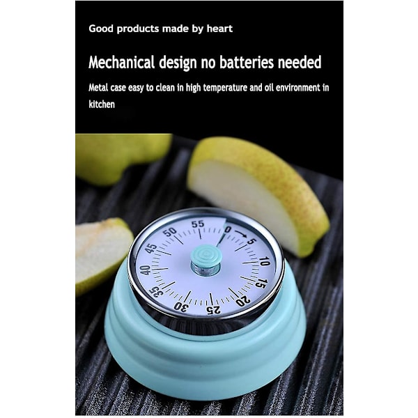 Mekanisk Köktimer utan Batteri, Stark Magnet, Nedräkning, Söt Ljudstark Alarm, Tidshanterare