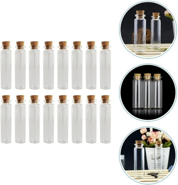 24 st DIY korkönskeflaskor Små önskeflaskor 18 ml glas med korkpropp