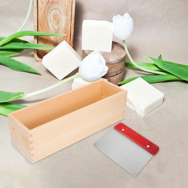 4 stk DIY håndlaget såpeformsett rektangulær fleksibel såpebrødform med treboks