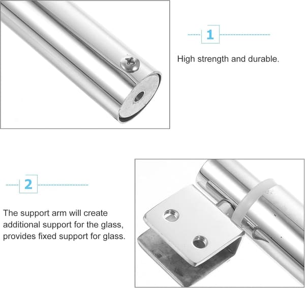 Glas til 8-12 mm tykkelse Glas brusepanel støttestang 304 rustfrit stål