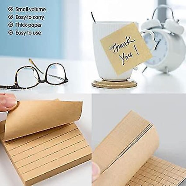 6 stk. Linjerede Sticky Notes 80 Ark Hvide Kraft Notes