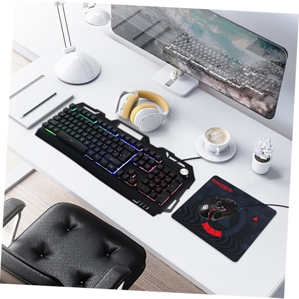 Tangentbord och mus-set i metall, mekaniskt tangentbord med LED-bakgrundsbelysning, vattentätt gamingtangentbord och mus