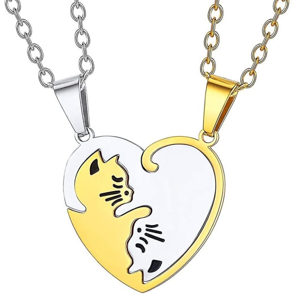 Yin Yang Pendant Heart Necklaces Pendant For Couples, Gold Silver