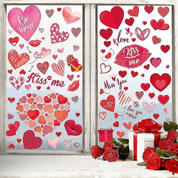 218 stk Valentinsdag Window Clings Heart Stickers