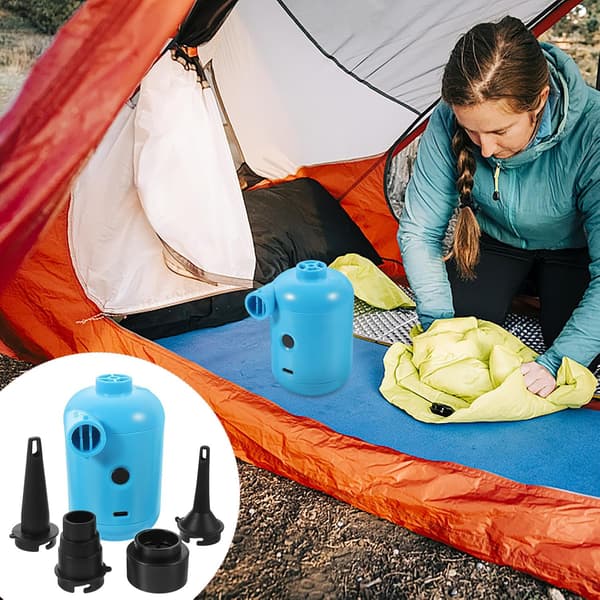 Elektrisk Luftpump Bärbar Multifunktionspump för Luftmadrasser och Tältcamping